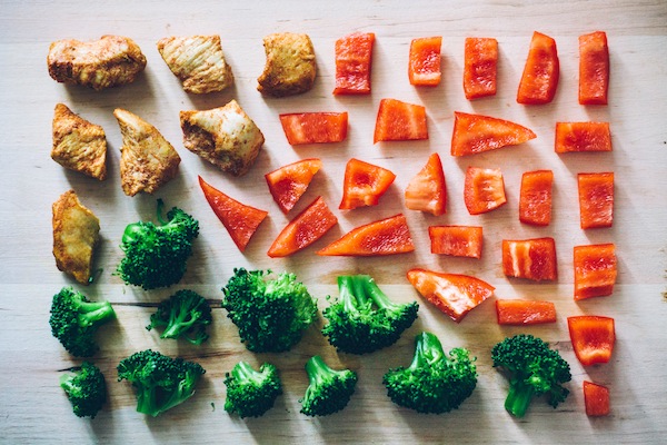healthy diet foods - chicken, peppers, broccoli