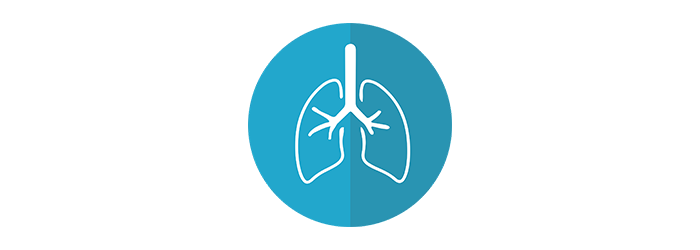 bronchitis vs pneumonia - blue circle graphic with lungs